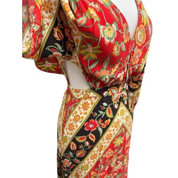 NEW Spell Lolita Cutout Maxi Dress Size Xs Campfire Print
